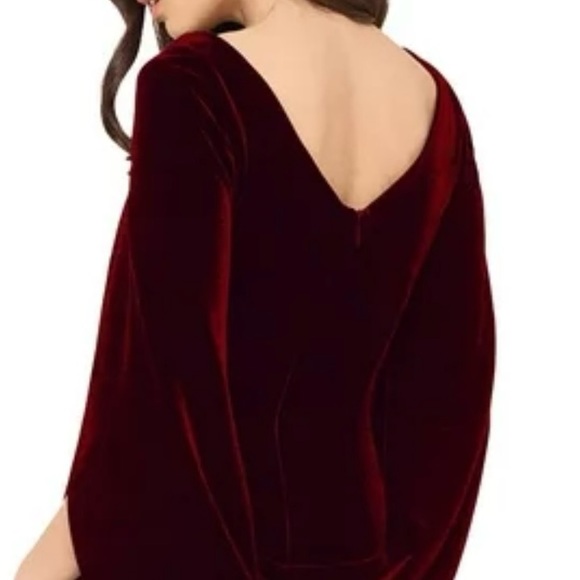 NWT Betsy & Adam Velvet Cape Midi Dress Burgundy Color Size 6 - Picture 3 of 12